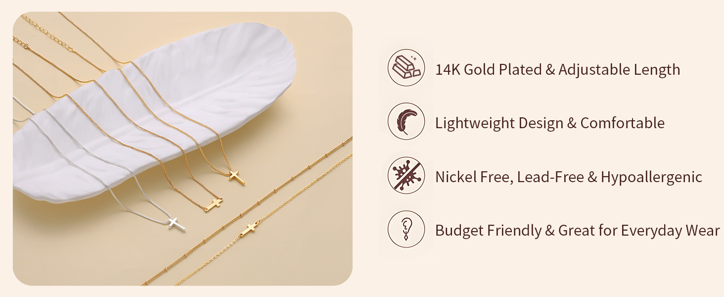 dainty cross necklace for women