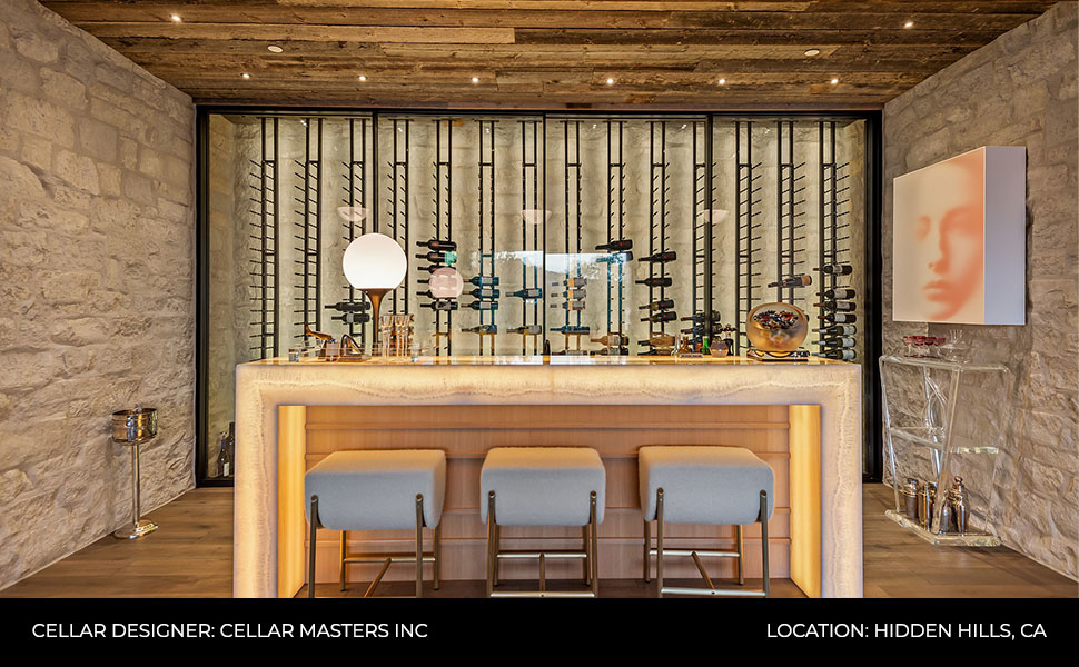 Floor-to-Ceiling Floating Wine Rack Display