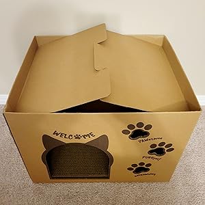 CHIC BY CHICO cardboard cat house interlocking top flaps