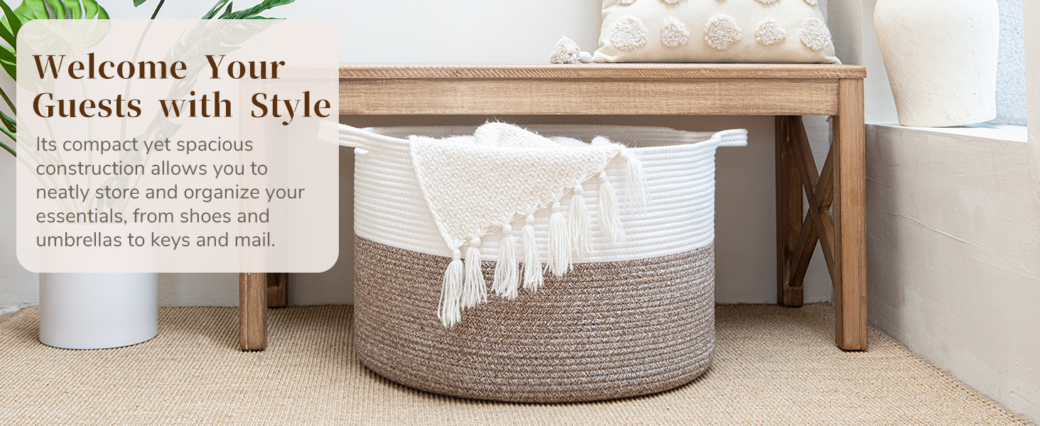 INDRESSME XXXLarge Cotton Rope Basket