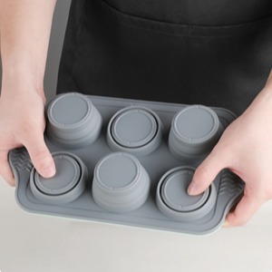 Non-Stick Steel 6 Cup Muffin Pan with Silicone Handles