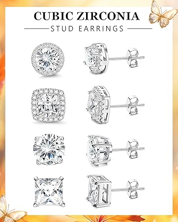 CUBIC ZIRCONIA  STUD EARRINGS