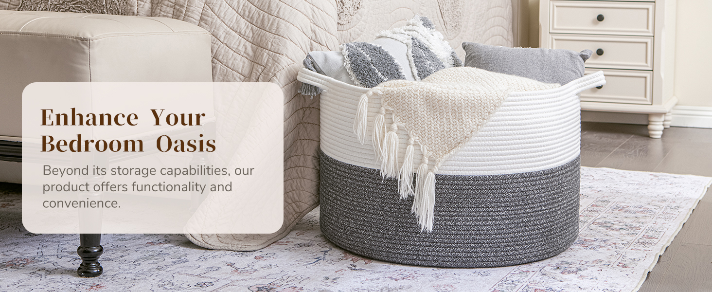INDRESSME XXXLarge Cotton Rope Basket