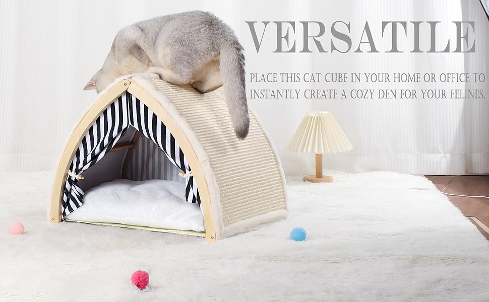 cat house with scratching board