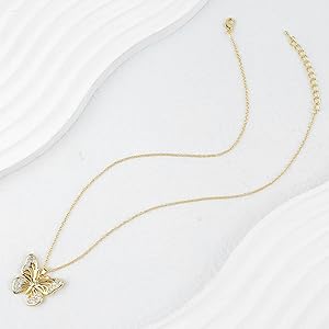 Gold Butterfly Pendant Necklace for Women