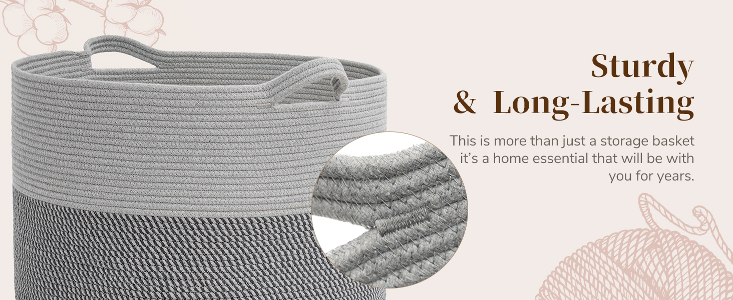 INDRESSME XXXLarge Cotton Rope Basket