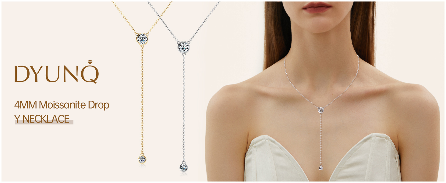Moissanite Lariat Drop Y  Necklace