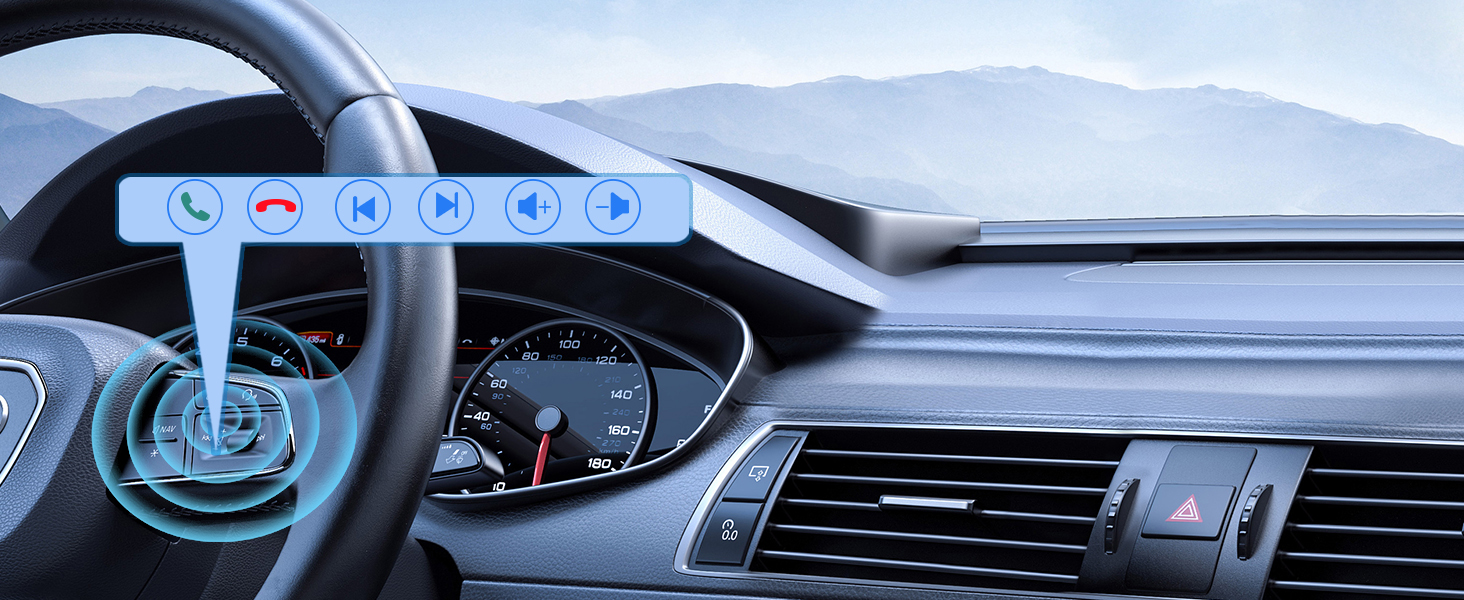 Portable Wireless Car Audio Receivers Steering Wheel Controls, Free your hands