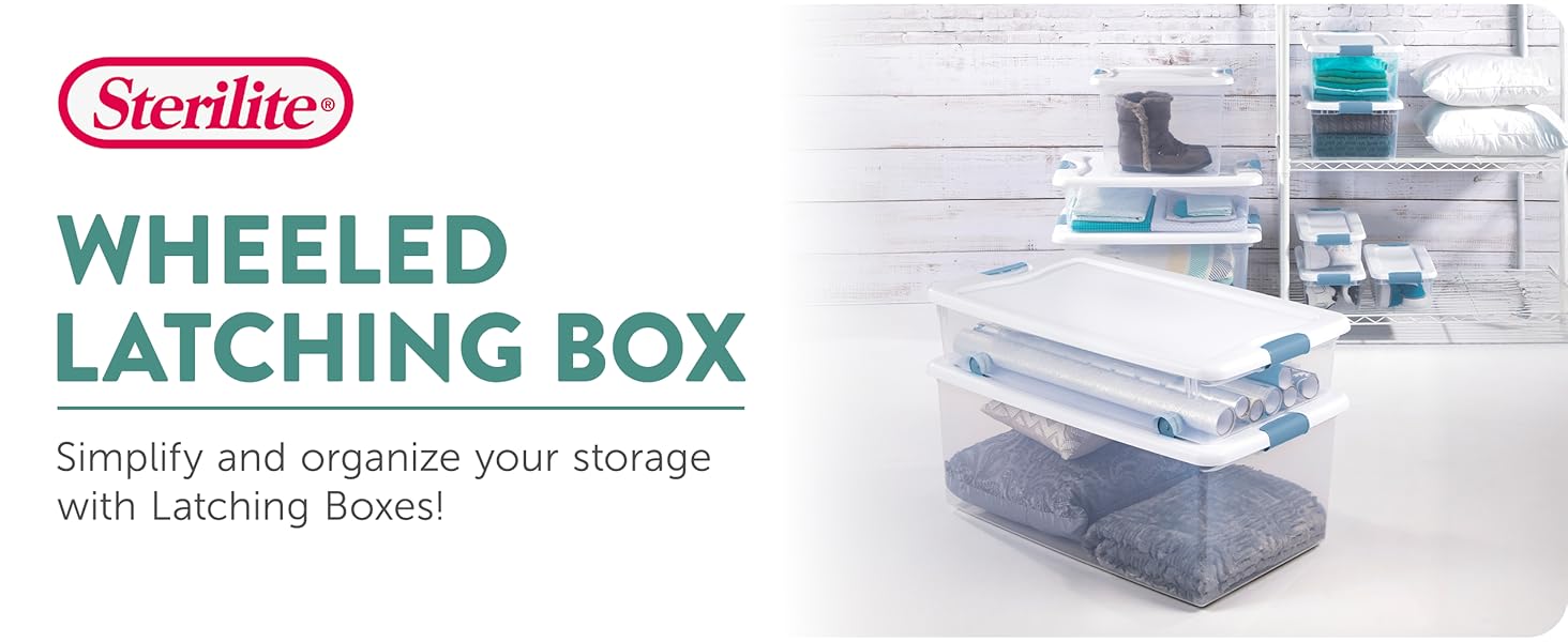 Sterilite Wheeled Latching Box. Simplify and organize your storage with latching boxes!