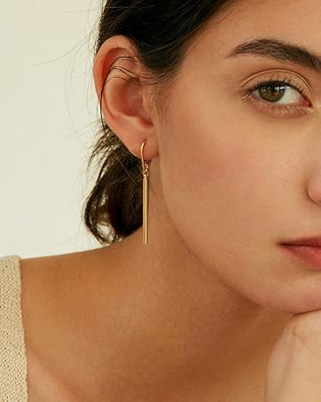 Leverback Vertical Bar Earring
