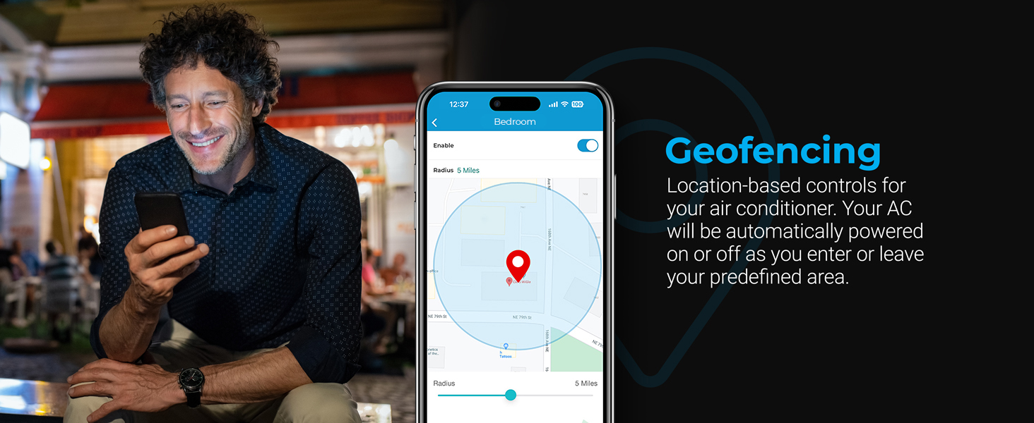 Geofencing for location based controls with Cielo Breez Eco smart AC controller