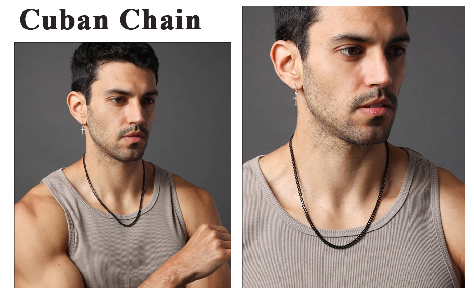 Silver Cross Necklace for Men Cross Chain Mens Cross Necklace Cuabn Link Chain Jewelry Gifts for Him
