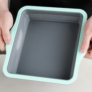 Non-Stick Silicone 9.5x9.5 Square Cake and Brownie Pan with Easy Grip Steel Frame Handles
