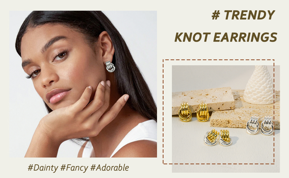 trendy designer double knot earrings