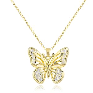 Gold Butterfly Pendant Necklace for Women