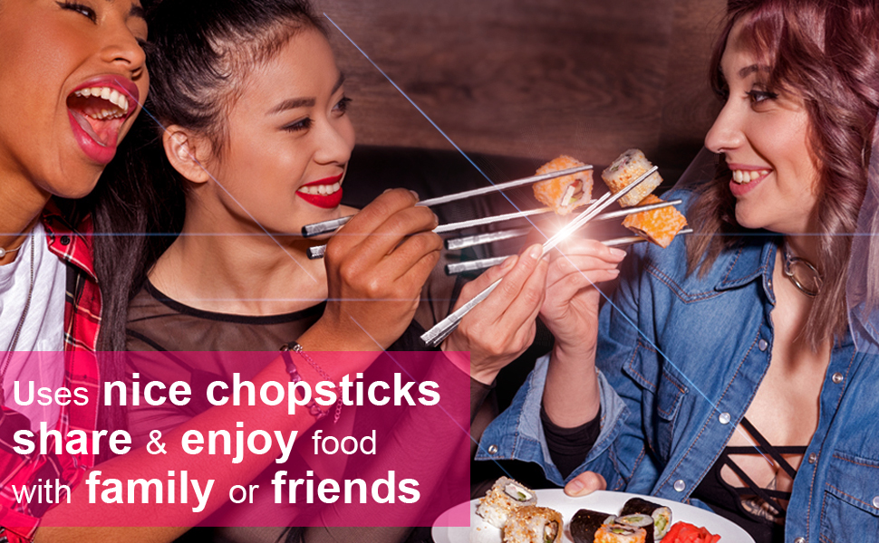 5 Pairs Stainless Steel Chopsticks