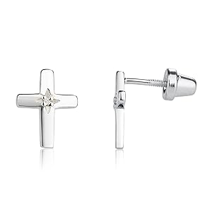 sterling Silver Cross Earrings for Baby