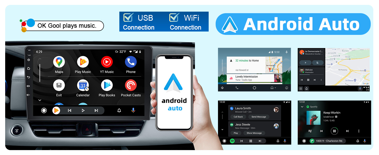 Double Din Car Stereo with Android Auto