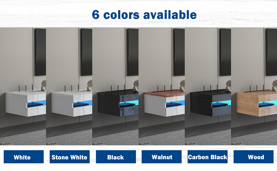 6 color floating tv stand