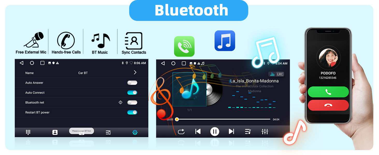 android car stereo with bluetooth