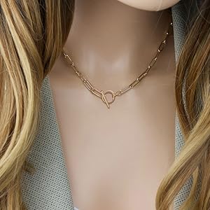 Toggle Clasp paperclip chain necklace