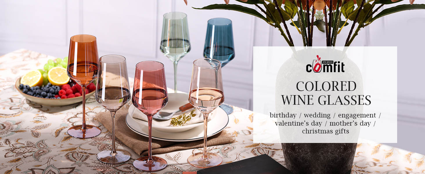 colored wine glasses set of 6
