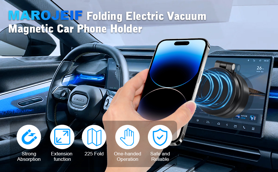 Folding Electric Vacuum Magnetic Car Holder for Safe Driving