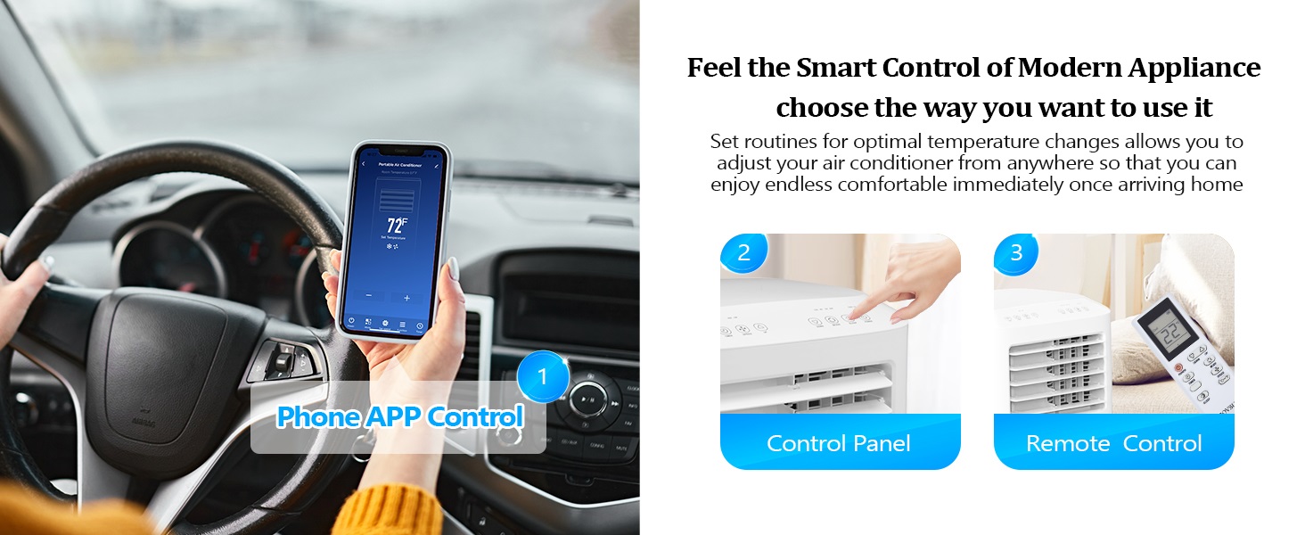 WiFi Smart 10000 BTU Portable Air Conditioner Remote APP Control Cooler Fan Mobile AC Unit