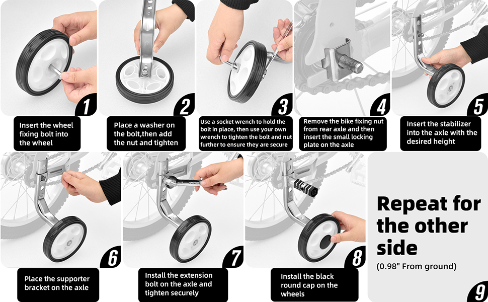 training wheels for bycle fit 12" to 20“