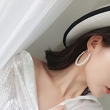 Pearl Hoop Earrings for Women