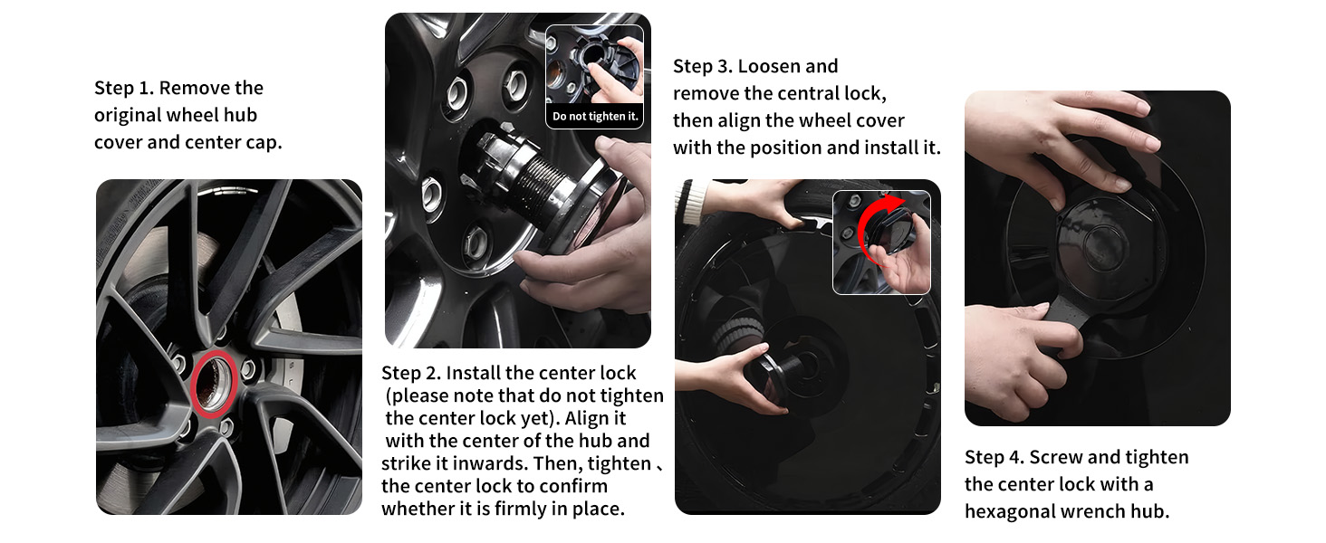 center lock installation hubcaps for tesla model