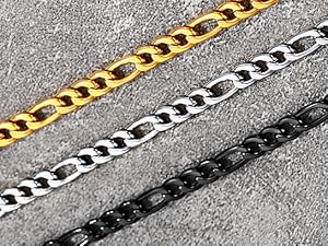 stainless, black, gold chain