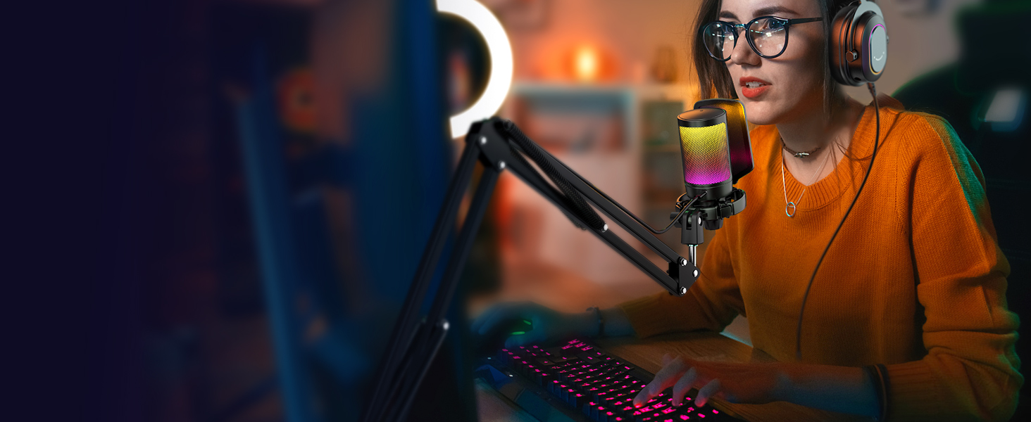 fifine gaming pc usb microphone