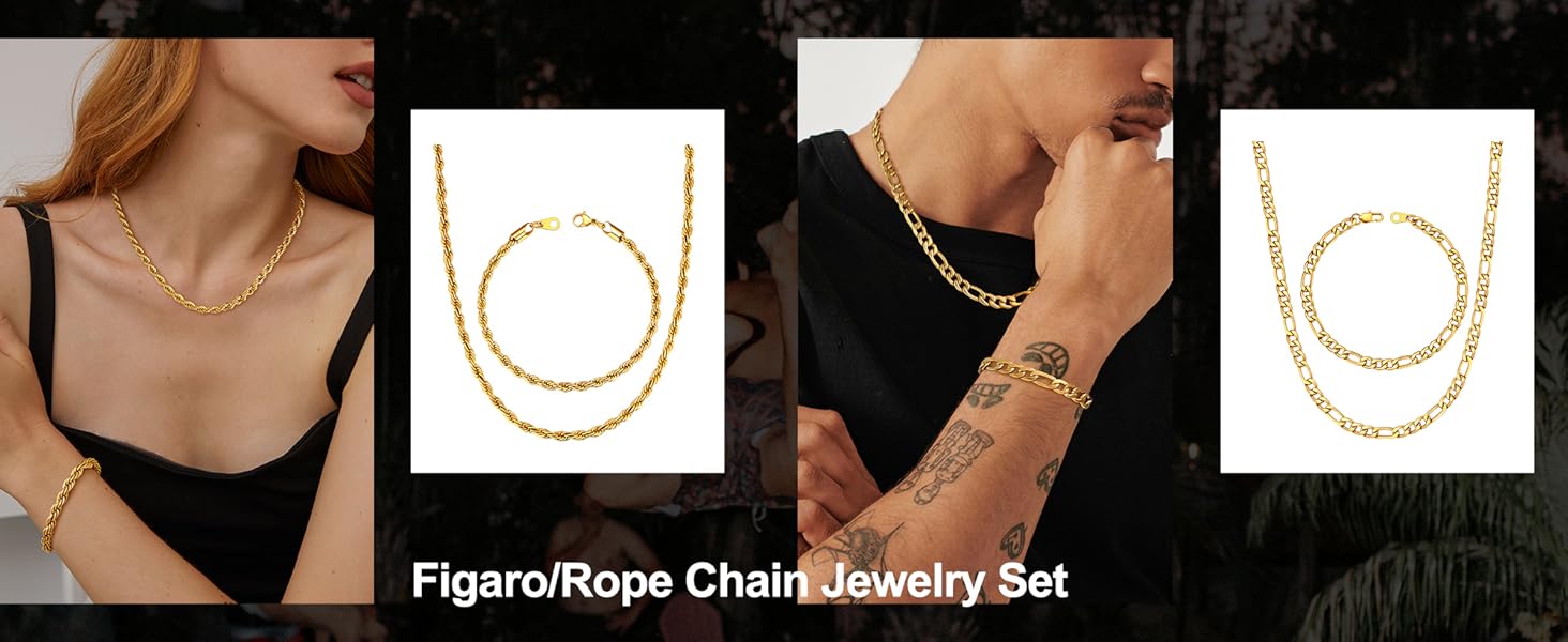 rope chain set figaro chain