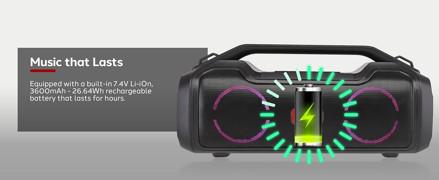 Equipped w/ a built-in 7.4V Li-iOn, 3600mAh - 26.64Wh rechargeable battery w/ 3 hours life